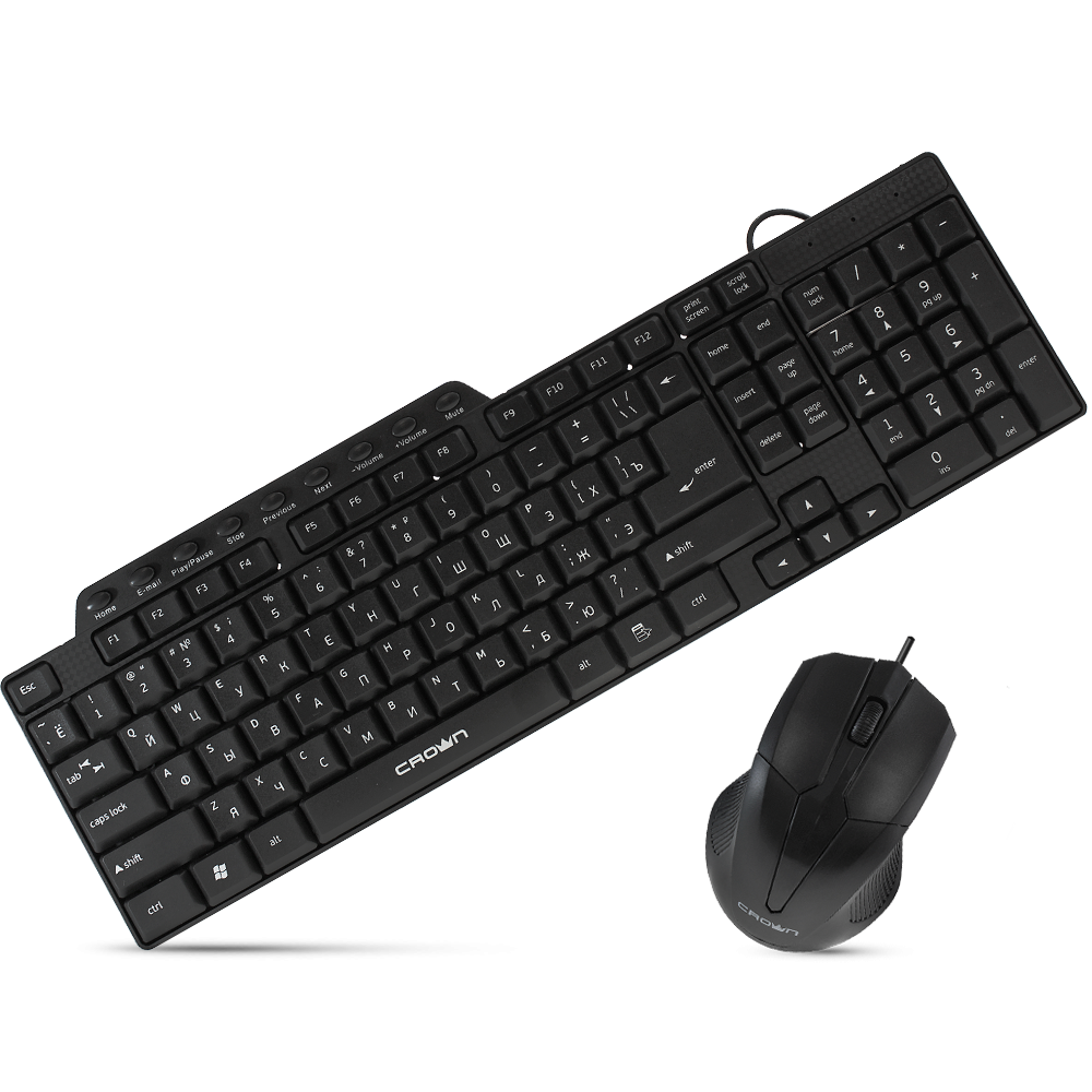 Keyboard+Mouse CrownMicro CMMK-520B (Black, USB)