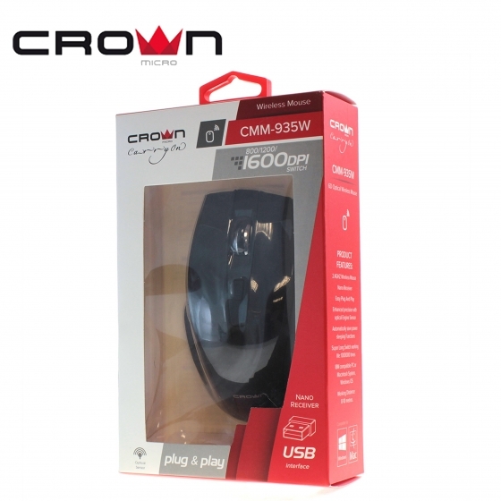Мышь беспроводная CrownMicro CMM-935W (USB, Black)