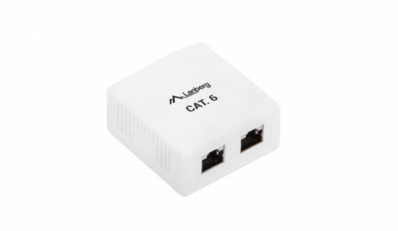 Adapter LANBERG OS6-0002-W FTP DATA BOX 2PORT SHIELDED CAT.6E