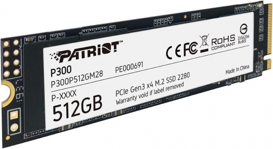 SSD M.2 512GB Patriot P300P512GM28 P300 (M.2 2280 PCI-E, Reading 1700 MB/s, Writing 1200 Mb/s)