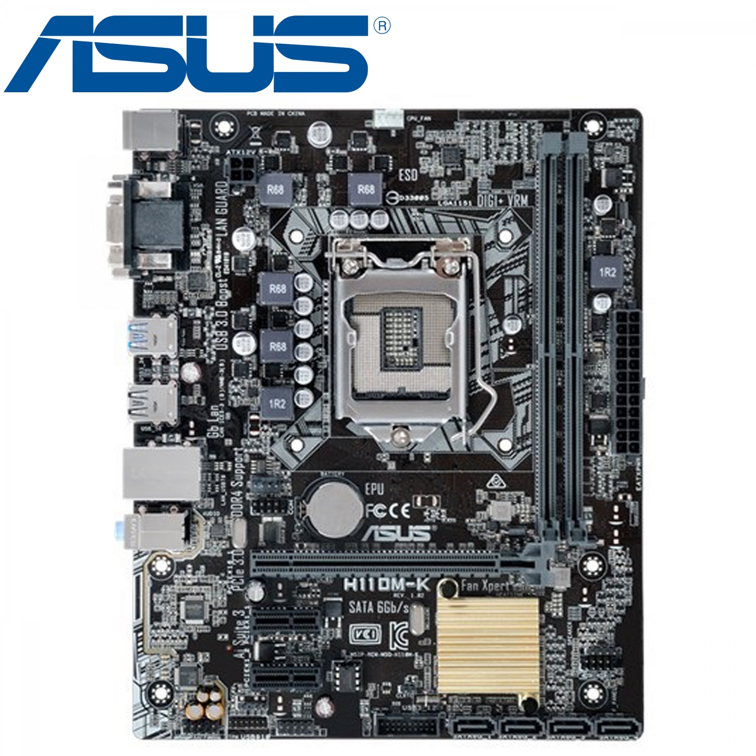 Մայր Սալիկ ASUS H110M-K (microATX, S-1151, H110, VGA/DVI, PCI-E, 2xPCI-Ex1, 2DDR4, USB3.0, GbLan) Մայր Սալիկ ASUS H110M-K (microATX, S-1151, H110, VGA/DVI, PCI-E, 2xPCI-Ex1, 2DDR4, USB3.0, GbLan)