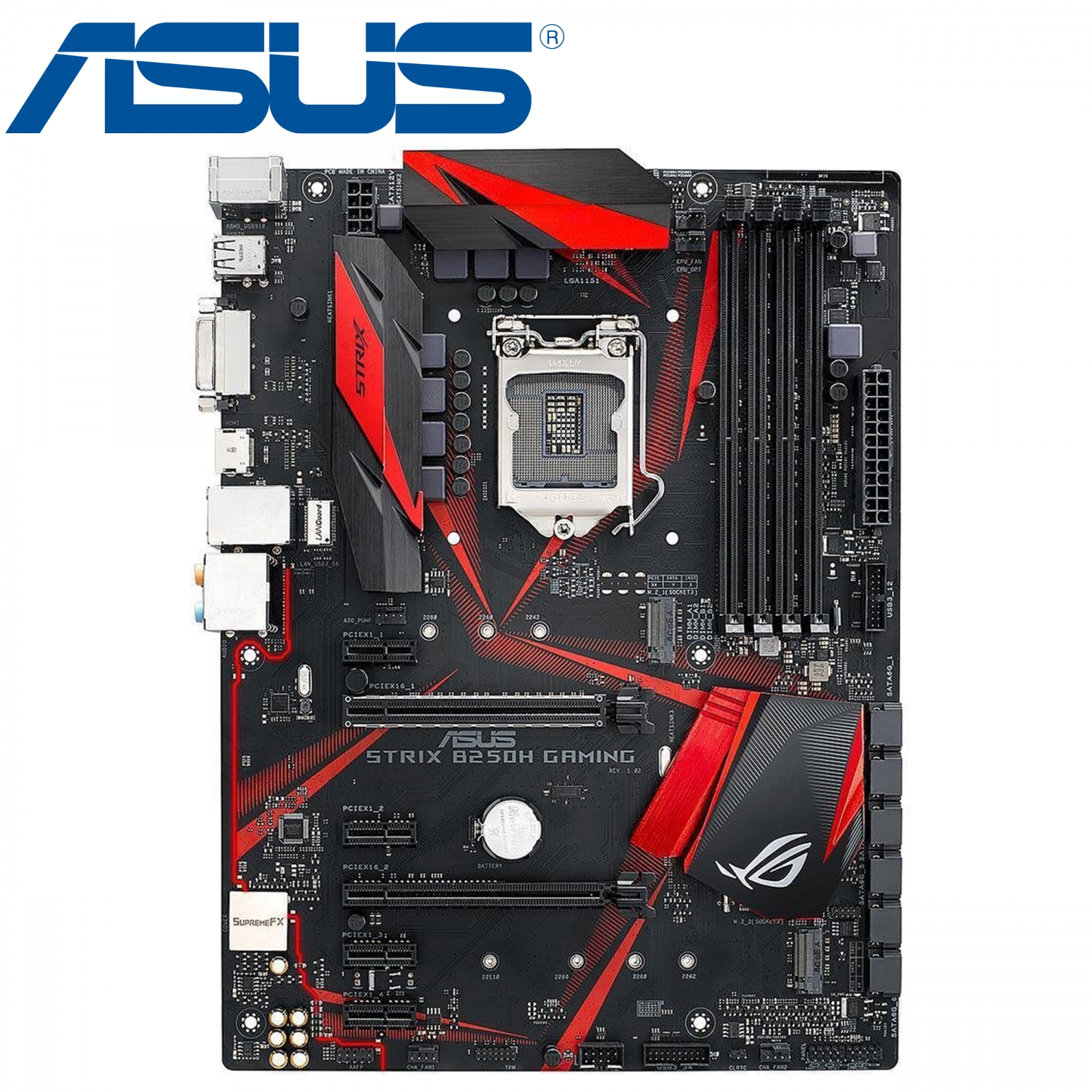 Մայր Սալիկ ASUS ROG STRIX B250H GAMING (ATX, S-1151, B250, DVI/HDMI, 2xPCI-E, 4xPCI-x1, 4xDDR4, SATA-III RAID, M.2 SATA, USB 3.1, S/PDIF, GbLAN) Մայր Սալիկ ASUS ROG STRIX B250H GAMING (ATX, S-1151, B250, DVI/HDMI, 2xPCI-E, 4xPCI-x1, 4xDDR4, SATA-III RAID, M.2 SATA, USB 3.1, S/PDIF, GbLAN)