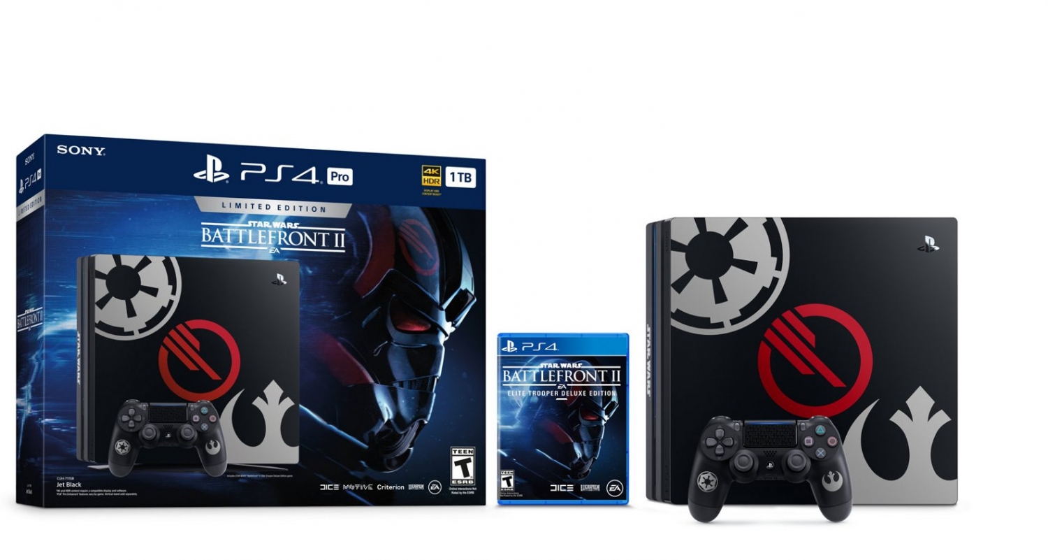Sony Playstation 4 Pro 1TB Limited Edition (P/N: CUH-7115B, 1xDualShock 4 Controller, Star Wars Battlefront II Game Bundle, Jet Black) Sony Playstation 4 Pro 1TB Limited Edition (P/N: CUH-7115B, 1xDualShock 4 Controller, Star Wars Battlefront II Game Bundle, Jet Black)