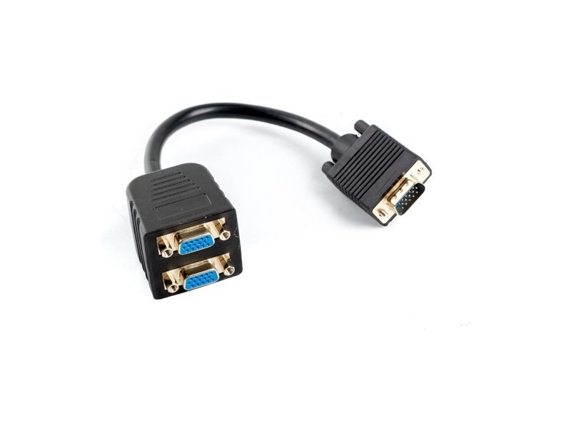 Адаптер LANBERG AD-0020-BK VGA->VGA X2 20CM Адаптер LANBERG AD-0020-BK VGA->VGA X2 20CM