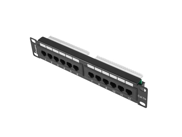 Patch panel  LANBERG PPU5-9012-B 12 PORT 1U CAT.5E 10