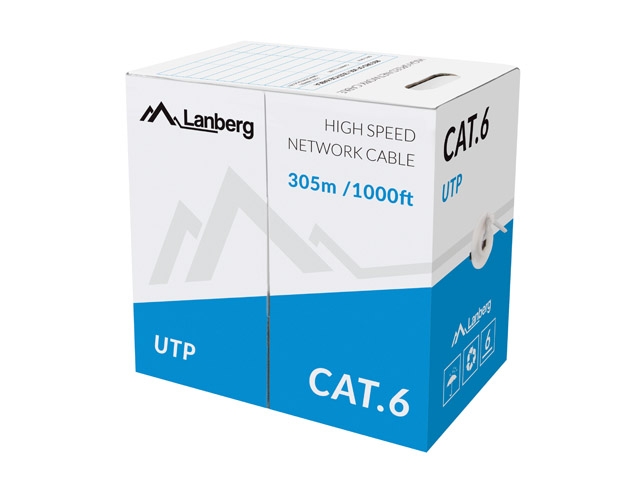 Кабель LANBERG LCU6-10CU-0305-S UTP SOLID GRAY CABLE, CU, CAT. 6