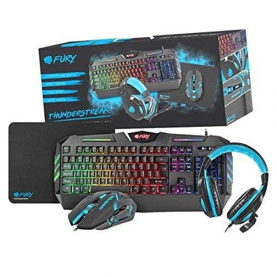 Клавиатура+Мышь+Наушники+Коврик Fury NFU-1676 (Thunderstreak 2.0, RGB, Black, USB)