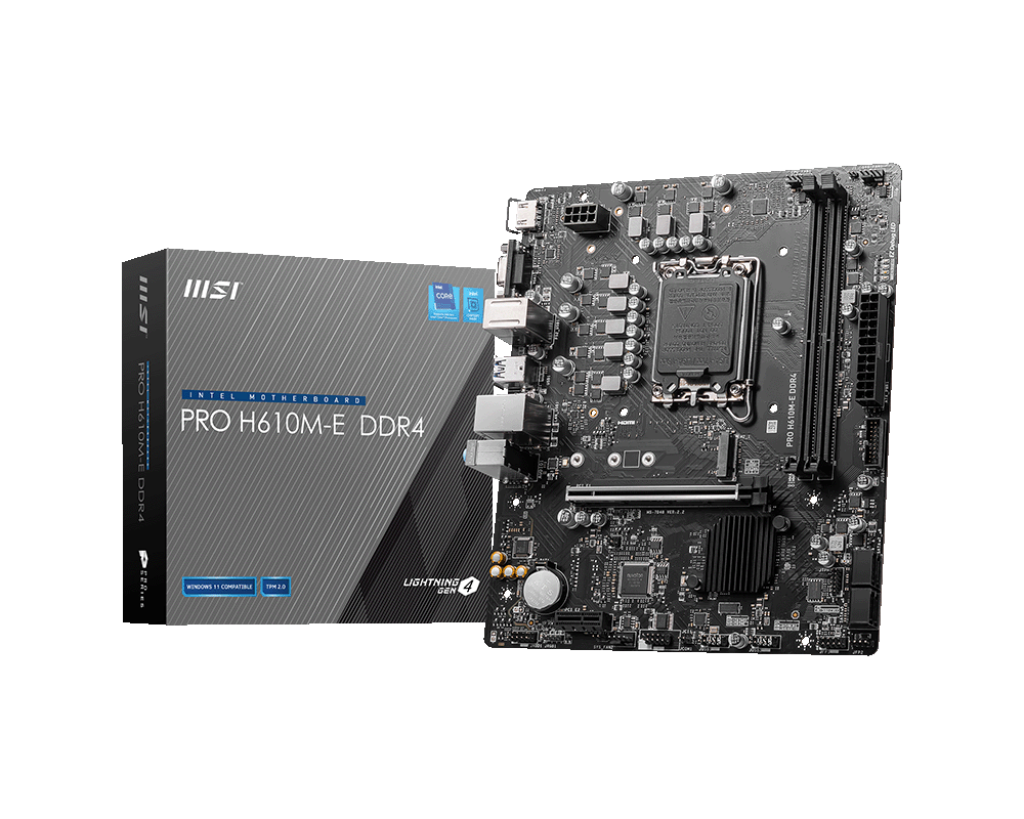MB  MSI PRO H610M-E (S-1700, H610, VGA, HDMI, PCI-E, 2DDR4, PCI, SATA3, GbLAN)