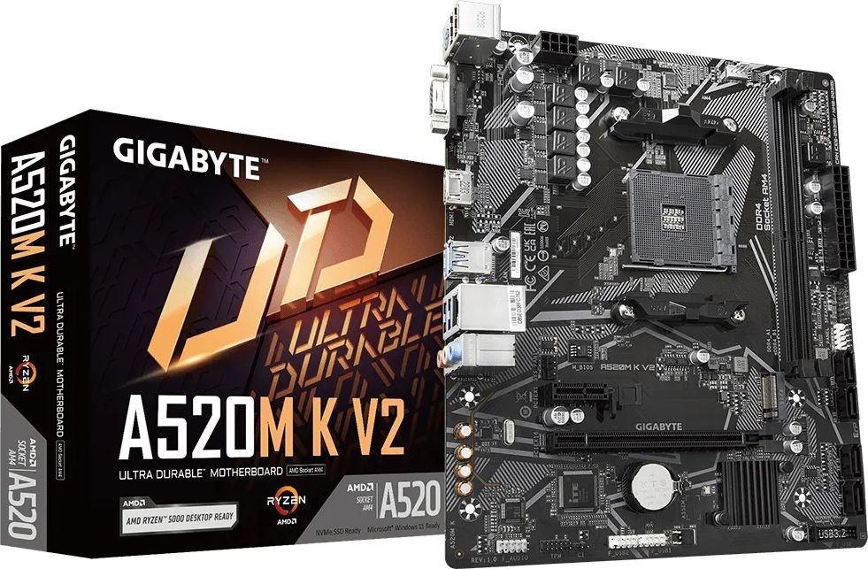 Մայրական սալիկ Gigabyte A520M-K V2 (S-AM4, A520, VGA, DVI, HDMI, 3xPCI-E, 2DDR4, SATAIII RAID, M.2, PCI, SATA3, GbLAN)