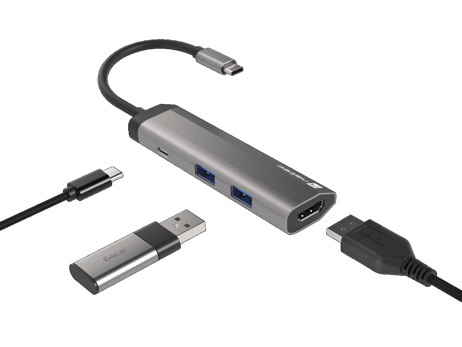 Dock station Natec FOWLER SLIM (2xUSB 3.0, HDMI 4K, USB-C)