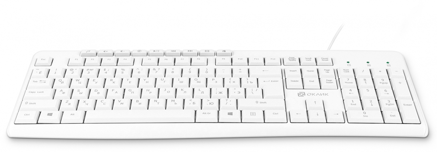 Ստեղնաշար Oklick 505M (White, Slim, USB)