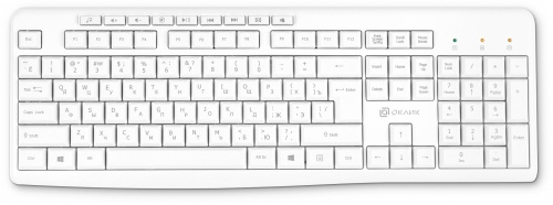 Wireless Keyboard Oklick K225W (White, Multimedia, USB)