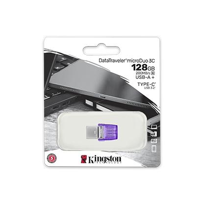 Флешка USB 128GB Kingston DataTraveler MicroDUO 3C Dual (USB 3.2 + USB-C, Purple)