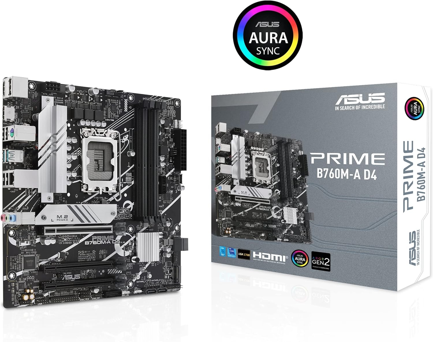 Мат. плата ASUS PRIME B760M-A D4-CSM (S-1700, B760, 2xHDMI, DP, 3xPCI-E, 4xDDR4, 2xM.2, SATAIII, PCI, SATA3, GbLAN)