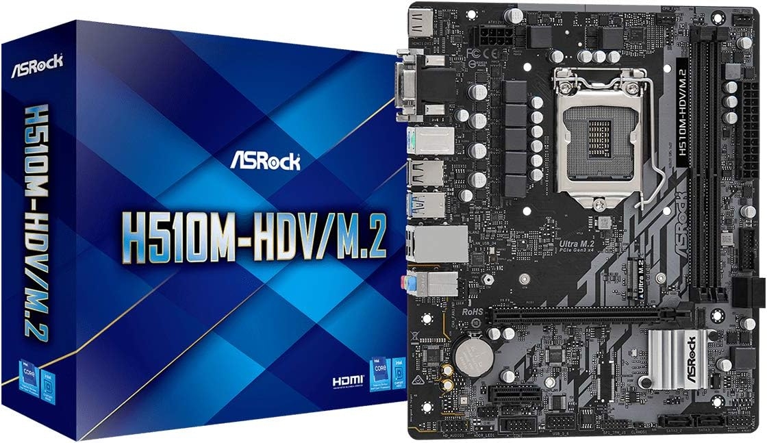 Մայրական սալիկ ASROCK H510M-HDV/M.2 SE (S-1200, H510, VGA, DVI, HDMI, 2xPCI-E, 2DDR4, M.2, SATA3, GbLAN)