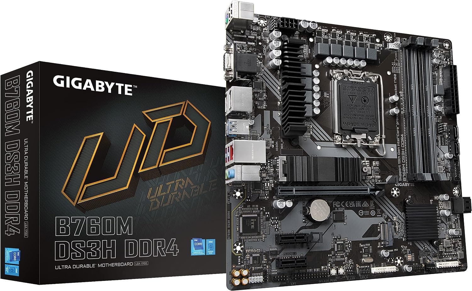 Մայրական սալիկ  Gigabyte B760M DS3H DDR4 (S-1700, B760, VGA, HDMI, 2xDP, 3xPCI-E, 4DDR4, 2xM.2, SATA3, GbLAN)