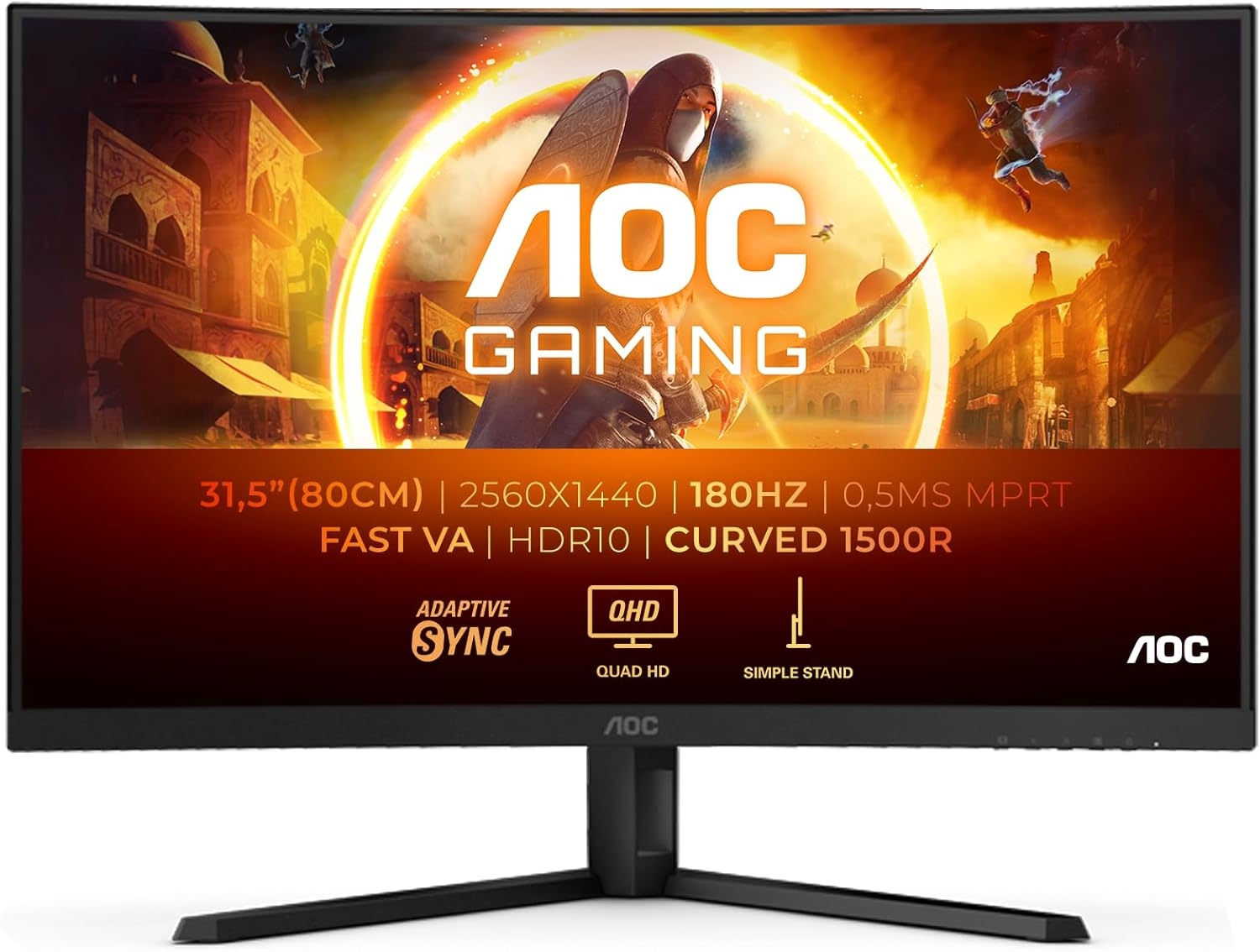 Monitor LED 32" AOC CQ32G4VE (QHD VA, 2560x1440, 3500:1, 0.5ms, HDR10, 2xHDMI/DP, Curved, Black) Monitor LED 32