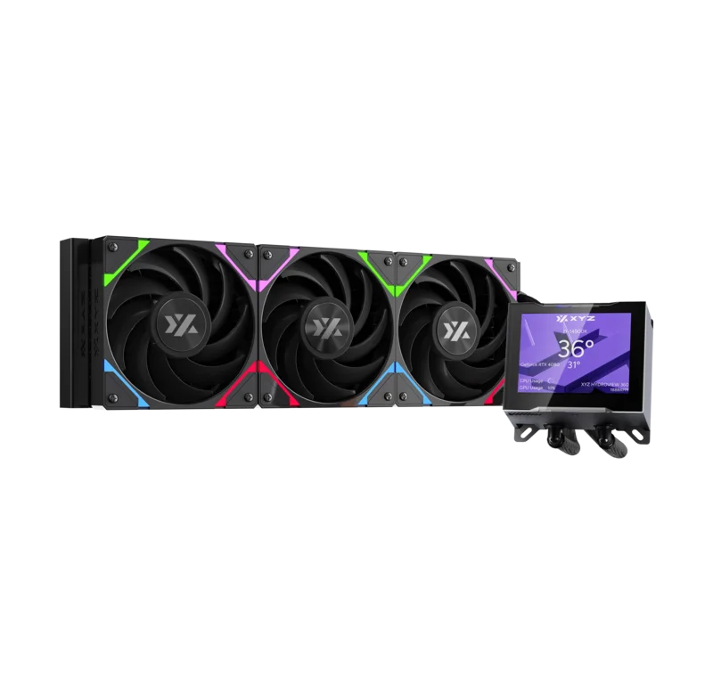 Кулер система жидкостного охлаждения XYZ AQUAPULSE 360 Black (INTEL/AMD, A-RGB Screen, X-WC-AQUA-360B) Кулер система жидкостного охлаждения XYZ AQUAPULSE 360 Black (INTEL/AMD, A-RGB Screen, X-WC-AQUA-360B)
