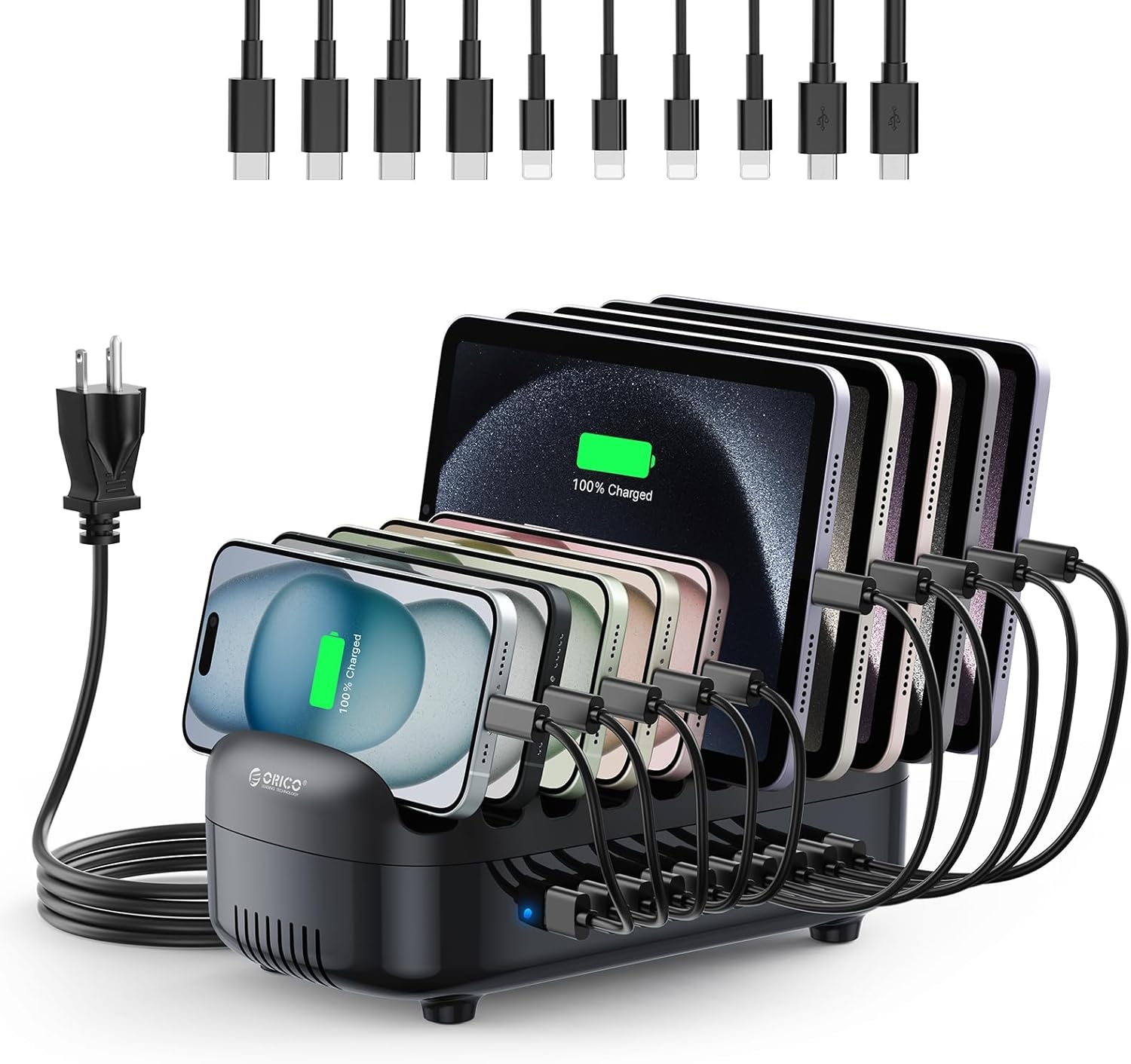 Зарядное устройство Orico DUK-10P-V1-EU-WH-BP (PC + ABS, 10 Port, Total 120W, Cooling Fan, Smart Detect, 1.2m Power Cable) Зарядное устройство Orico DUK-10P-V1-EU-WH-BP (PC + ABS, 10 Port, Total 120W, Cooling Fan, Smart Detect, 1.2m Power Cable)