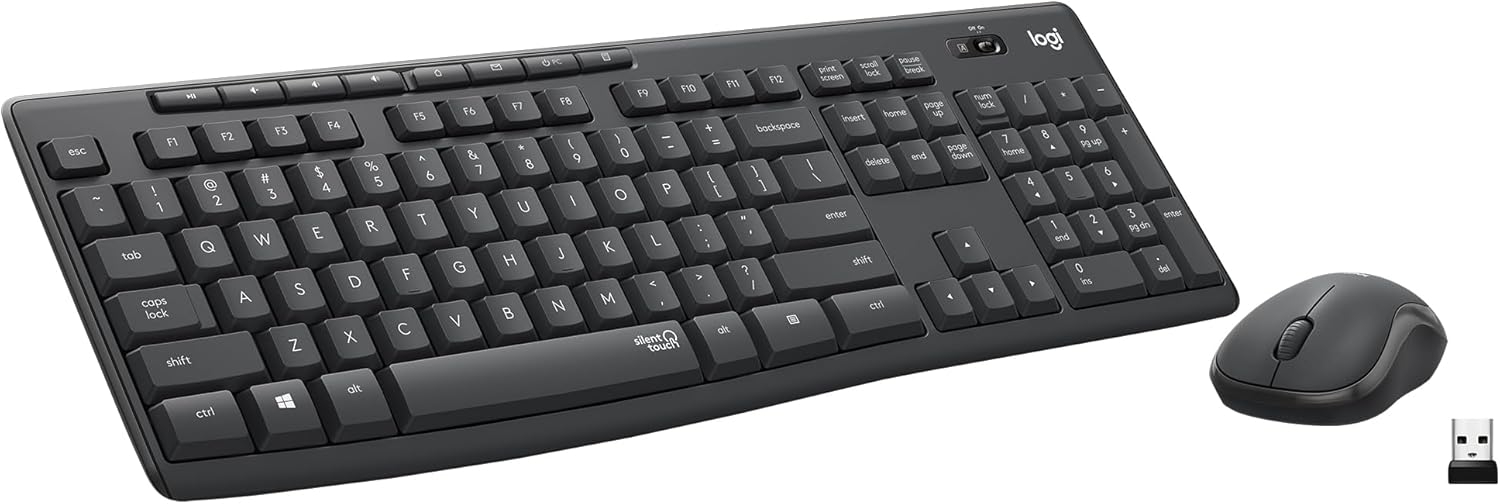 Клавиатура+Мышь беспроводные Logitech MK295 (US-Layout, Graphite, USB)