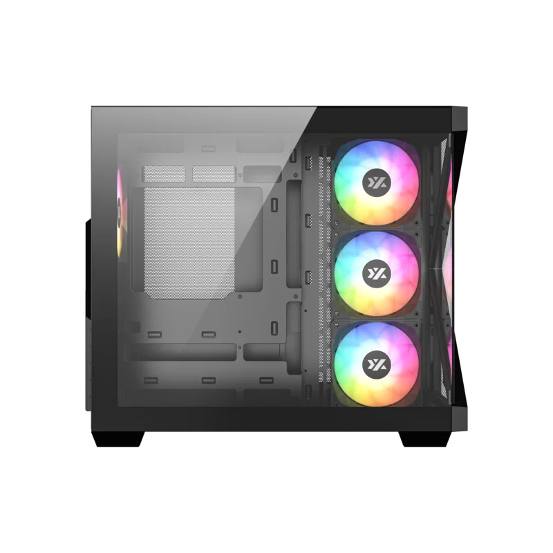 Корпус MidiTower XYZ QUBE X Black (w/o PSU, Side TG, Integrated Fans, X-CS-QUBEX-B)