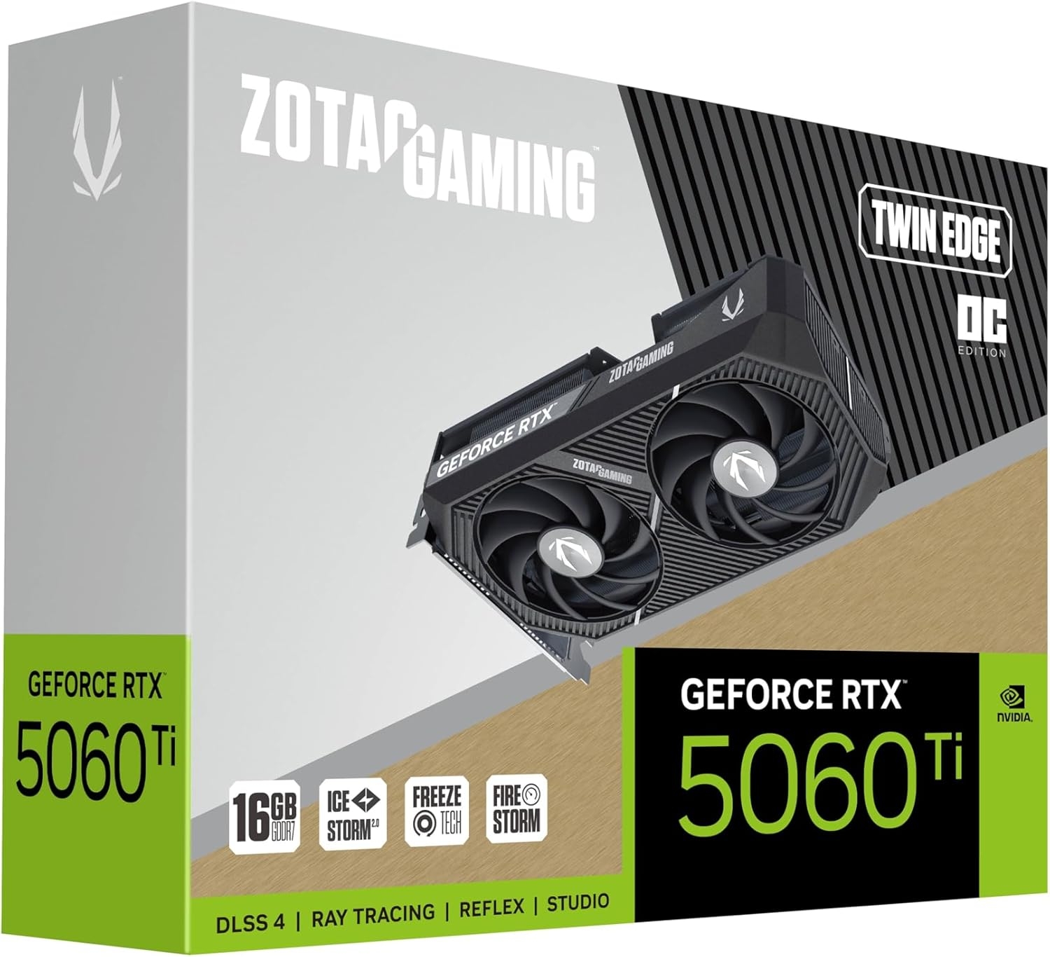 Видеокарта 16GB Zotac GeForce RTX5060 Ti Twin Edge OC (28000MHz, GDDR7, 128bit, HDMI/3xDP)