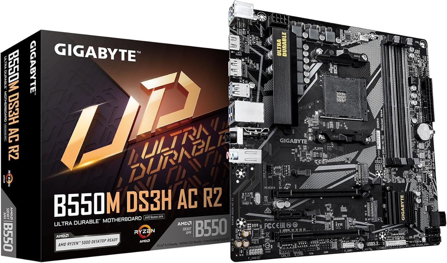 Мат. плата Gigabyte B550M DS3H R2 (S-AM4, B550, HDMI/DP, 2xM.2, 4xSATA, GbLAN, 4xDDR4, mATX)