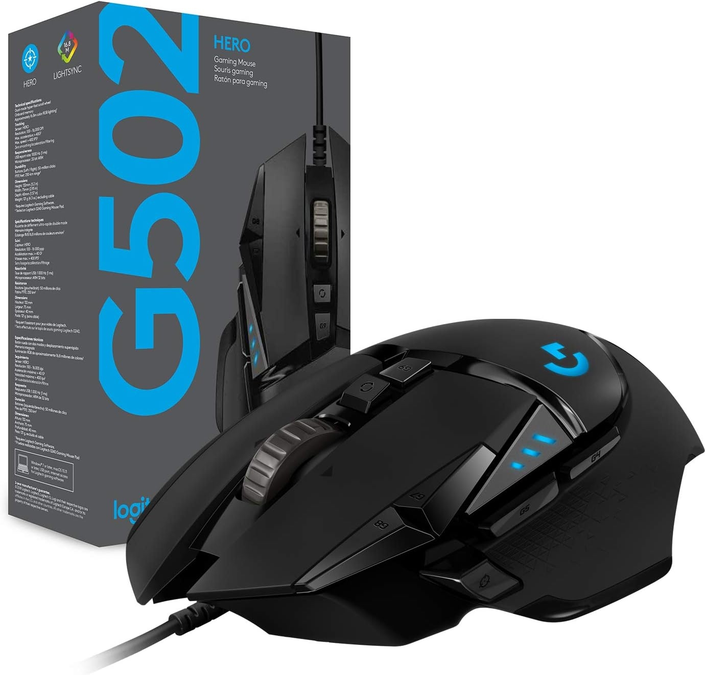Мышь Logitech G502 Hero (Gaming, USB, Black, 910-005471) Мышь Logitech G502 Hero (Gaming, USB, Black, 910-005471)