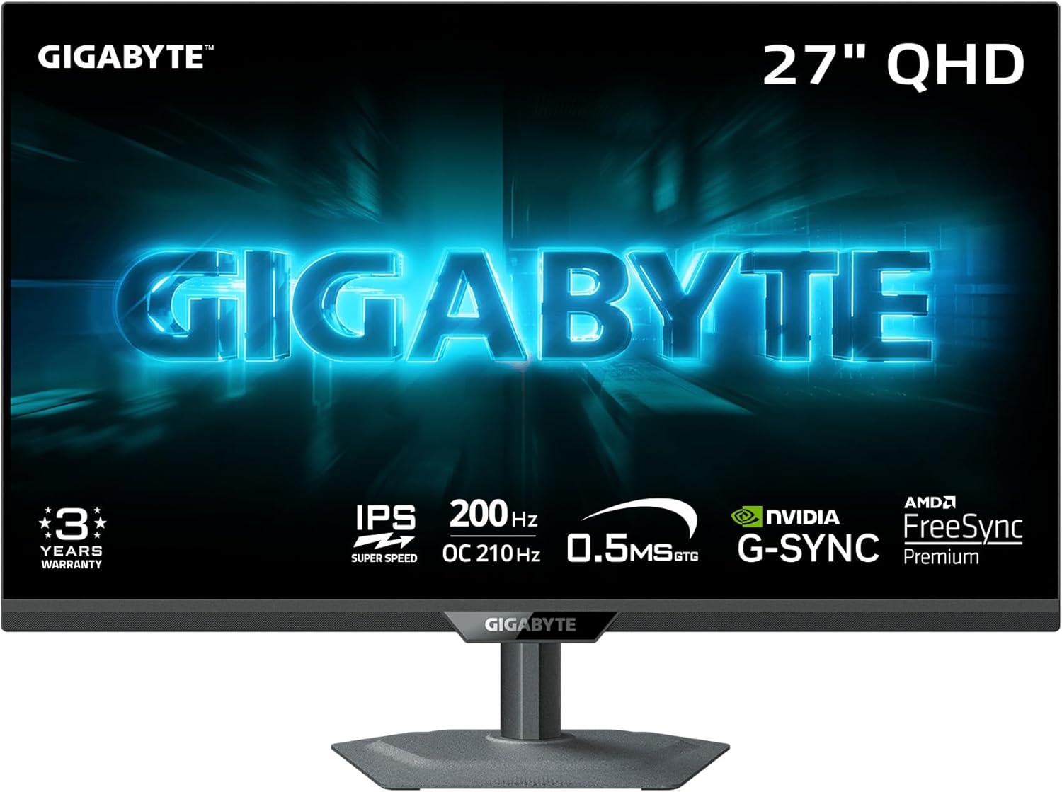 Монитор 27" Gigabyte G27Q20 Gaming (QHD SS IPS, 2560x1440, 210Hz, 1000:1, 0.5ms, sRGB 130%, HDR10, FreeSync, 2xHDMI/DP) Монитор 27