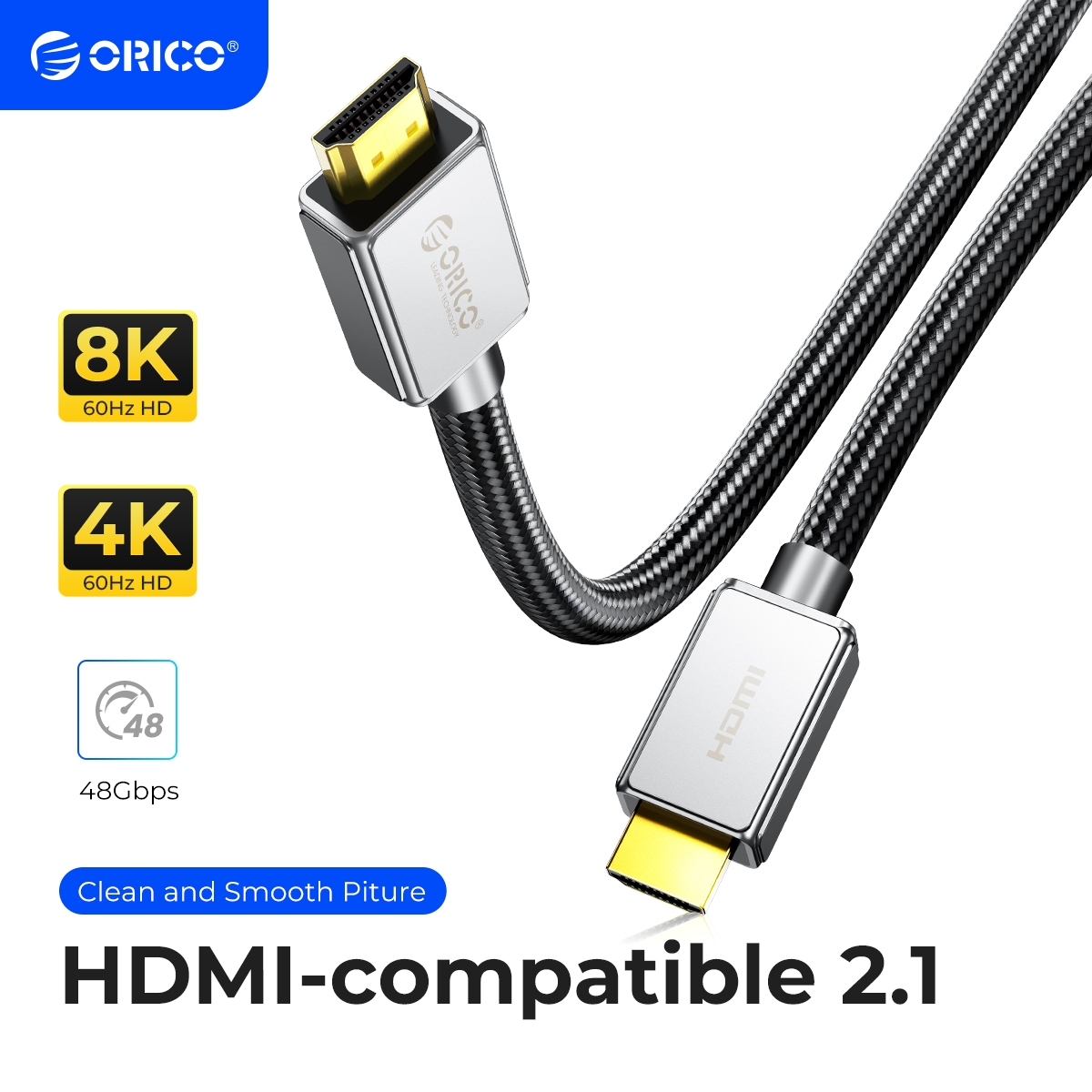 Кабель Orico H8BY-15-BK-BP (HDMI(M) to HDMI(M), v2.1, 8K@60Hz/4K@120Hz, Zinc alloy, 1.5m) Кабель Orico H8BY-15-BK-BP (HDMI(M) to HDMI(M), v2.1, 8K@60Hz/4K@120Hz, Zinc alloy, 1.5m)