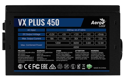Блок питания 450W Aerocool VX-450 PLUS (ATX)