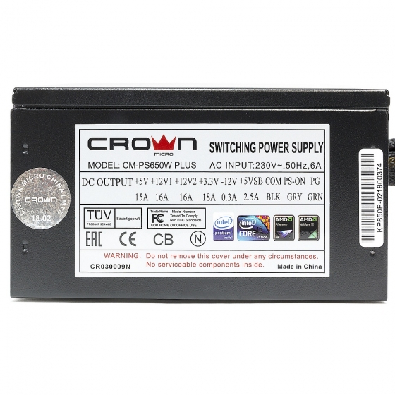 Блок питания 650W CrownMicro CM-PS650W PLUS (ATX)