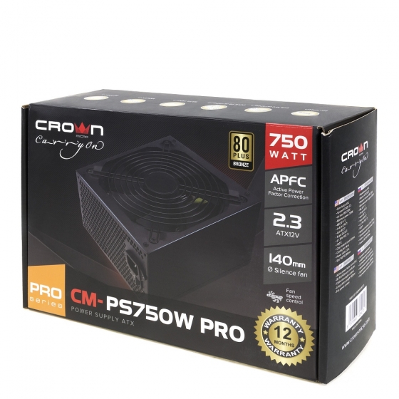 Սնուցման սարք 750W CrownMicro CM-PS750W PRO (ATX)