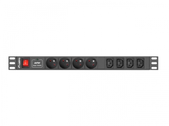 Surge protector LANBERG PDU-04E04I-0200-IEC-BK (8 SOCKETS 2M 1U 10A, BLACK)