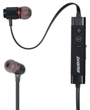 Наушники с микрофоном беспроводные Digma BT-05 (Bluetooth, Black/Red)