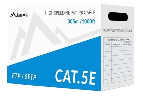 Մալուխ LANBERG LCU5-10CC-0305-S UTP SOLID GRAY CABLE, CCA, CAT. 5E 305M