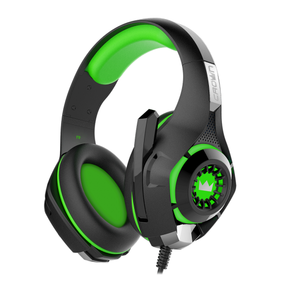 Headset with microphone CrownMicro CMGH-101T (Black/Green, 3.5mm)