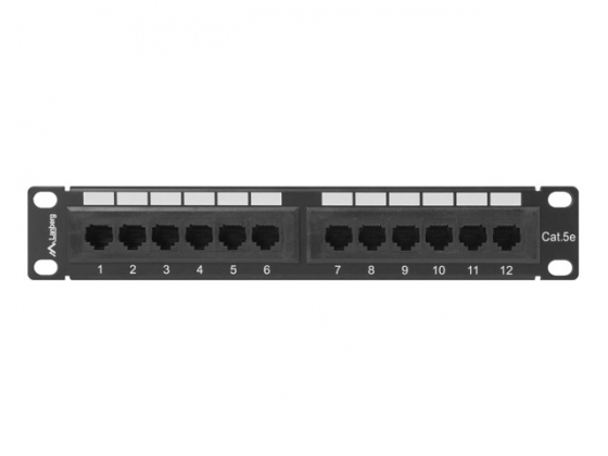 Patch panel  LANBERG PPU5-9012-B 12 PORT 1U CAT.5E 10