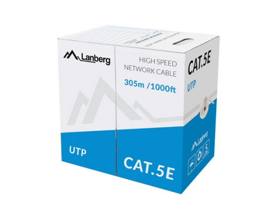 Кабель LANBERG LCU5-10CU-0305-S UTP SOLID GRAY CABLE, CU, CAT. 5E