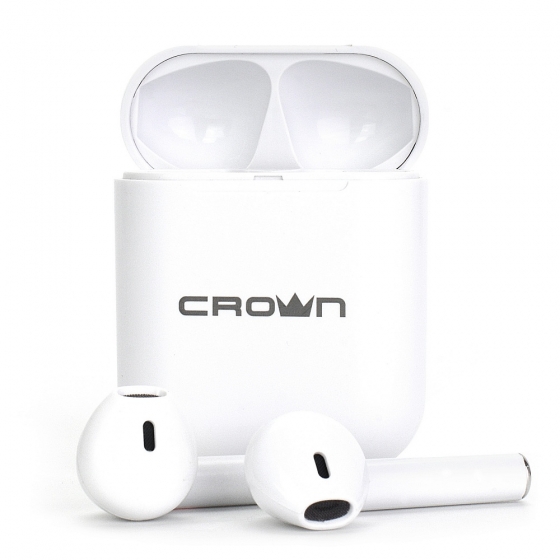 Наушники с микрофоном беспроводные CrownMicro CMTWS-5005 (Bluetooth 5.0, White)