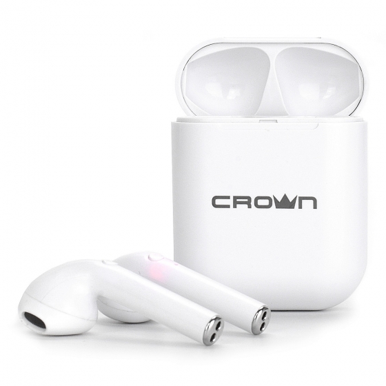 Наушники с микрофоном беспроводные CrownMicro CMTWS-5005 (Bluetooth 5.0, White)