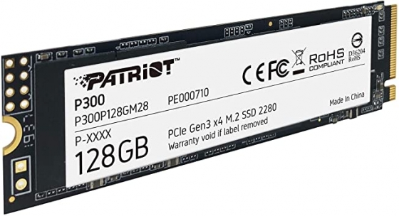 SSD M.2 128GB Patriot P300P128GM28 P300 (M.2 2280 PCI-E, Reading 1600 MB/s, Writing 600 Mb/s)