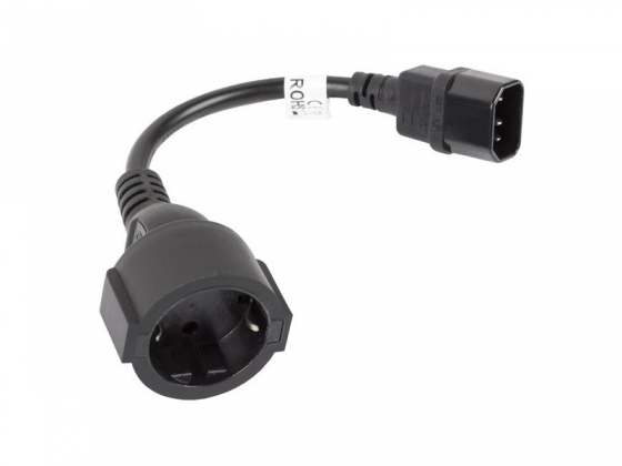 Удлинитель LANBERG CA-C14E-10CC-0018-BK POWER SUPPLY CABLE IEC 320 C14->SCHUKO(F) 20CM BLACK