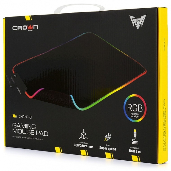 Коврик для мыши CrownMicro CMGMP-01 (350x250x4, RGB, USB)