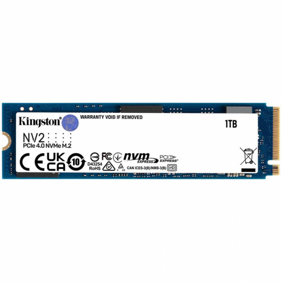 Накопитель SSD M.2 1TB Kingston SNV2S/1000G NV2 (M.2 2280 PCI-E, Reading 3500 MB/s, Writing 2800 Mb/s)