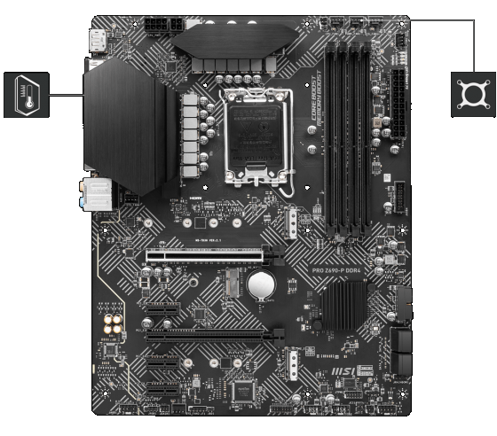 Մայրական սալիկ MSI PRO Z690-P (S-1700, Z690, HDMI, DP, 4xPCI-E, 4DDR4, 2xM.2, SATAIII RAID, SATA3, GbLAN)