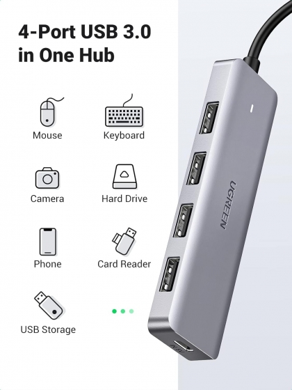 Коммуникатор USB Type-C to 4-Port USB 3.0 HUB Ugreen 70336