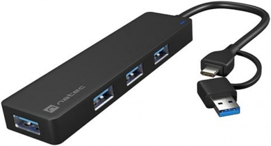 USB-HUB Natec MAYFLY (4port, USB-C 3.0, USB-A adapter)