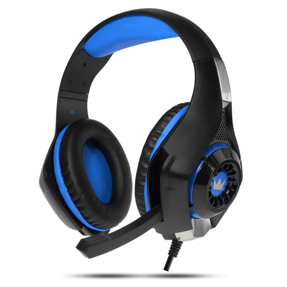 Headset with microphone CrownMicro CMGH-101T (Black/Blue, 3.5mm)