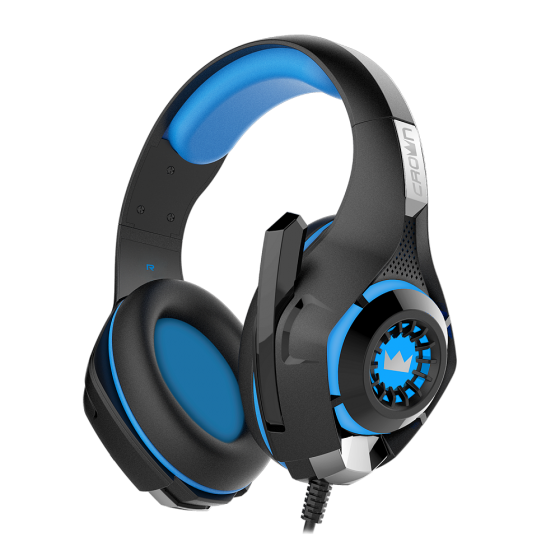 Headset with microphone CrownMicro CMGH-101T (Black/Blue, 3.5mm)